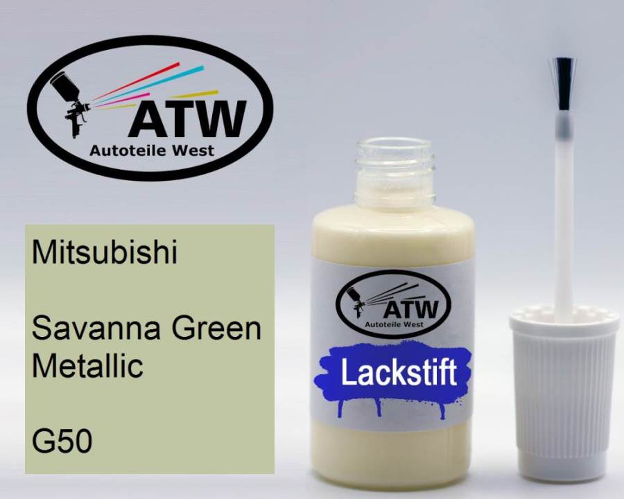 Mitsubishi, Savanna Green Metallic, G50: 20ml Lackstift, von ATW Autoteile West.